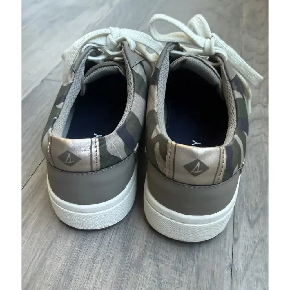 Sperry Charter Taupe Camo Lace Up Sneakers Womens Size 7.5 M Low Top Athleisure